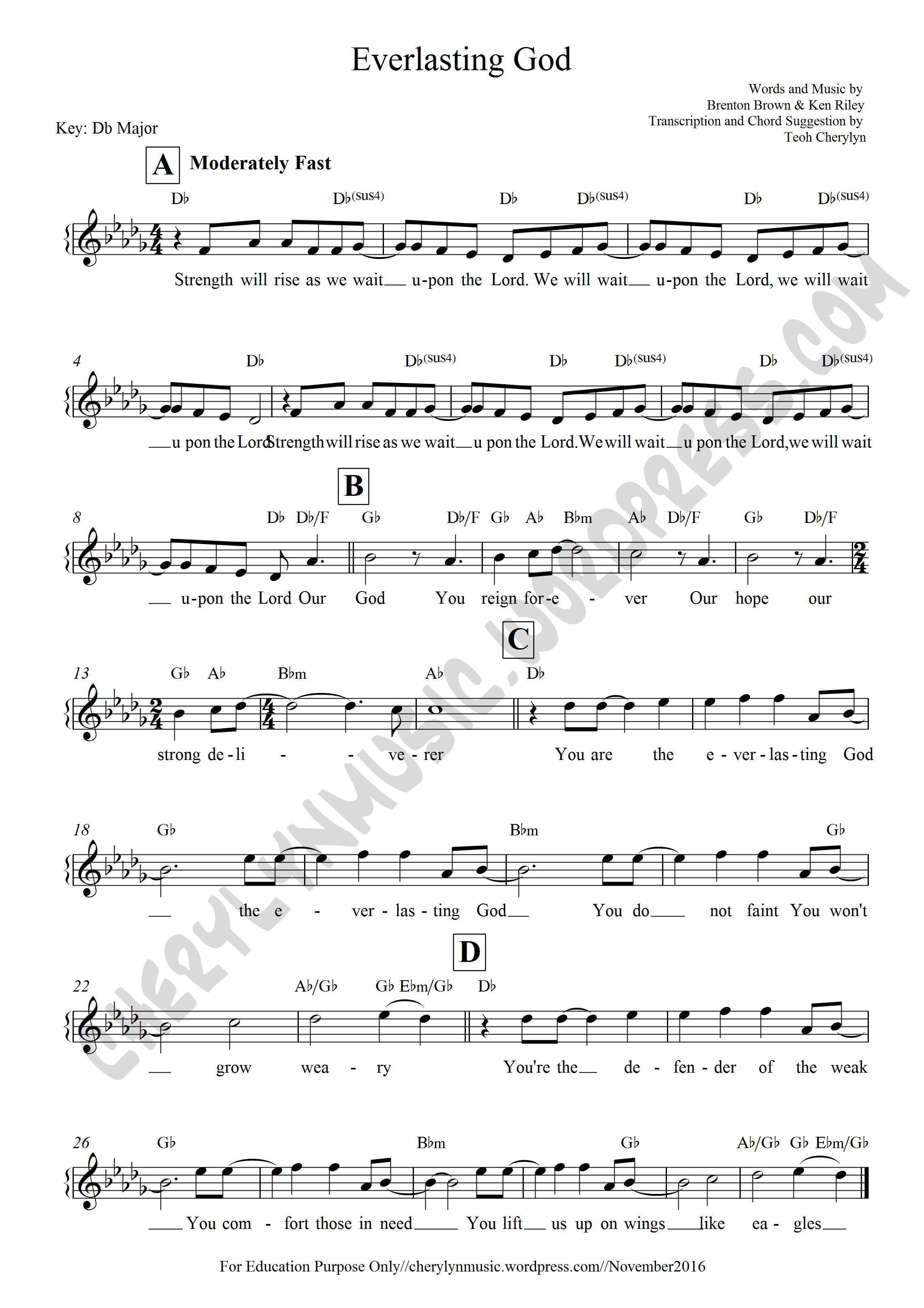 Lead sheet: Everlasting God