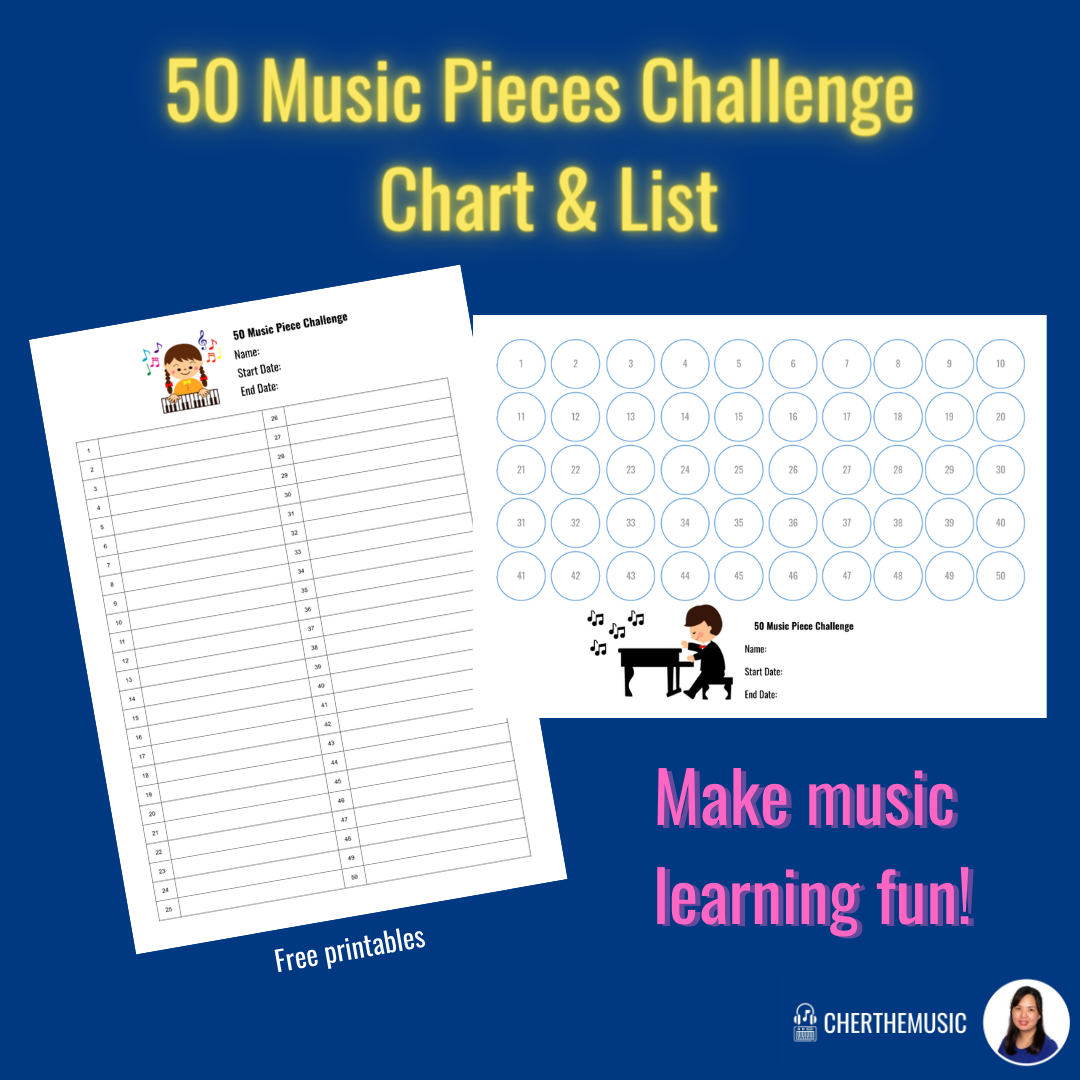 50 Music Pieces Challenge Chart and List