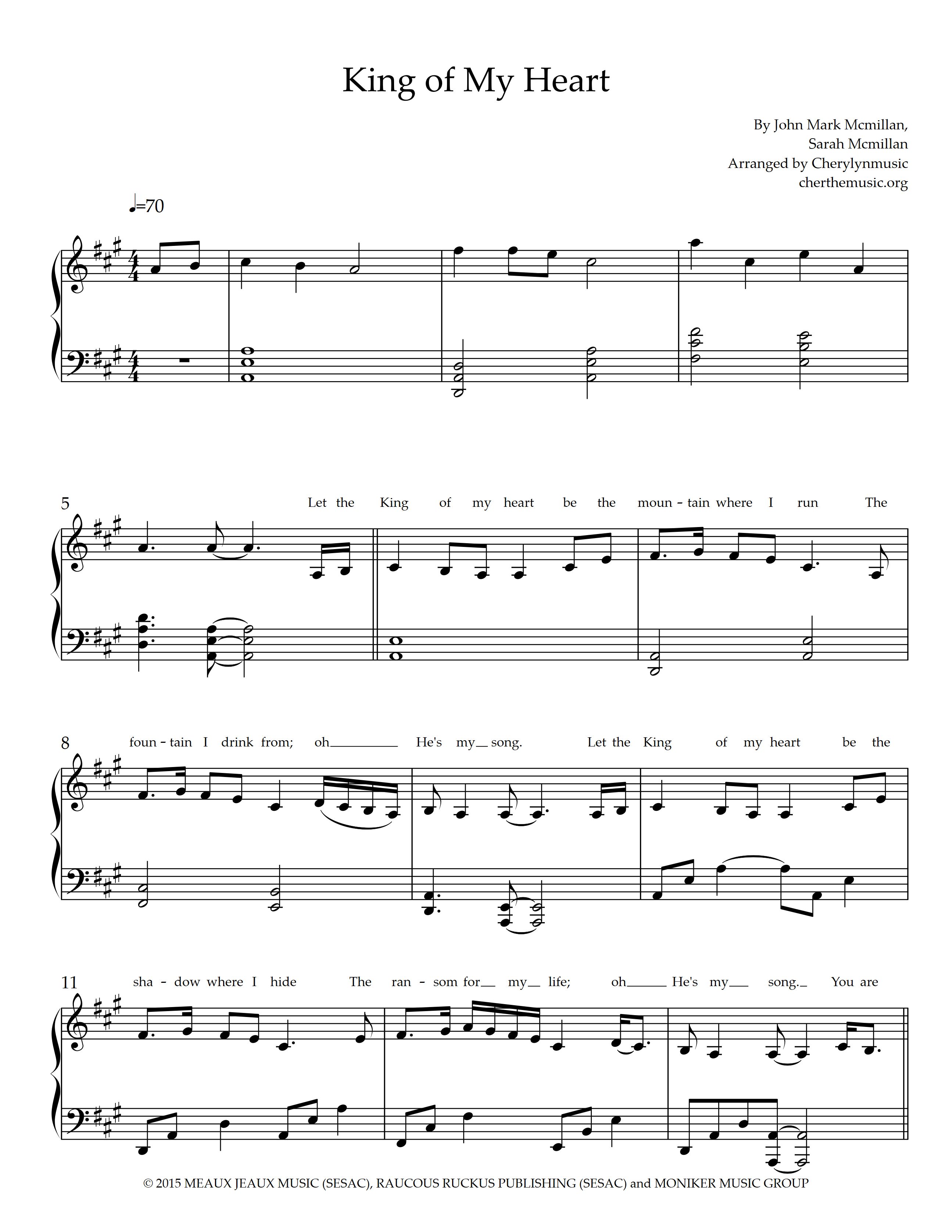 King of My Heart PIano Solo Sheet Preview