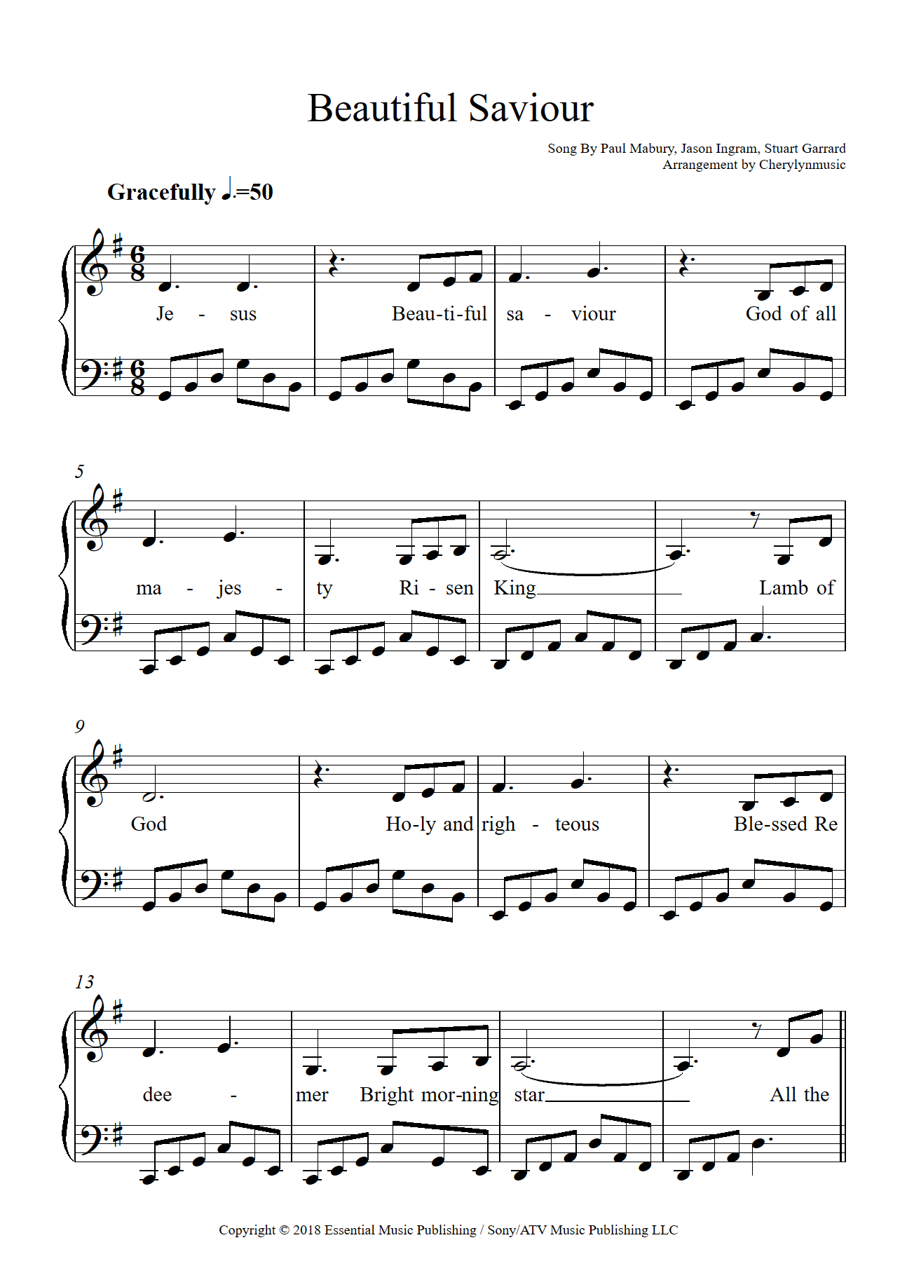 beautiful saviour piano solo sheet preview